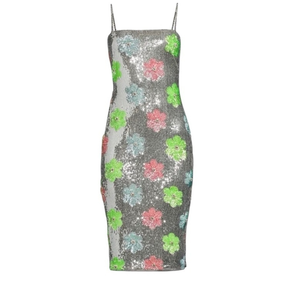 Liv Foster Women Sequined Beaded Formal Midi Sheath New Size 6 stunning stretch